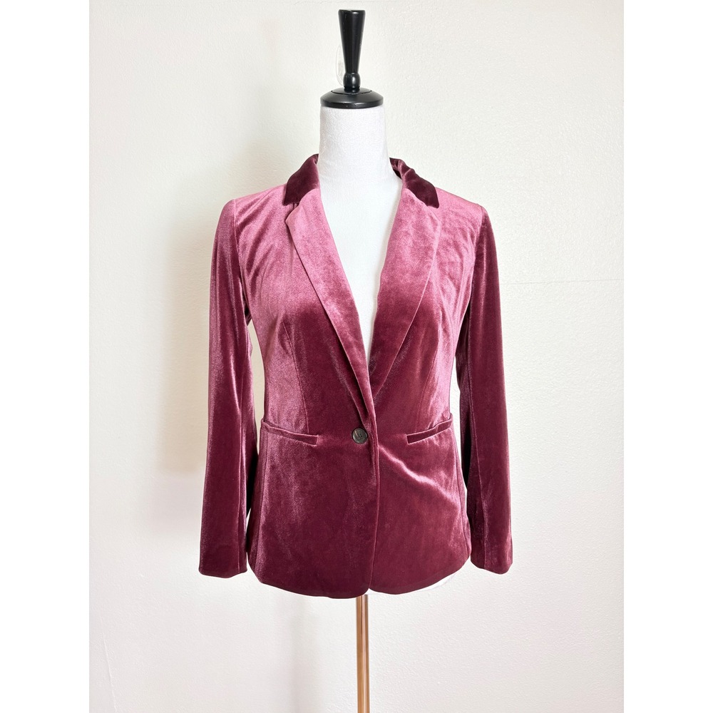 Loft Mauve Pink Velvet Stretch Lightweight Blazer Jacket Size 2 Petite Office